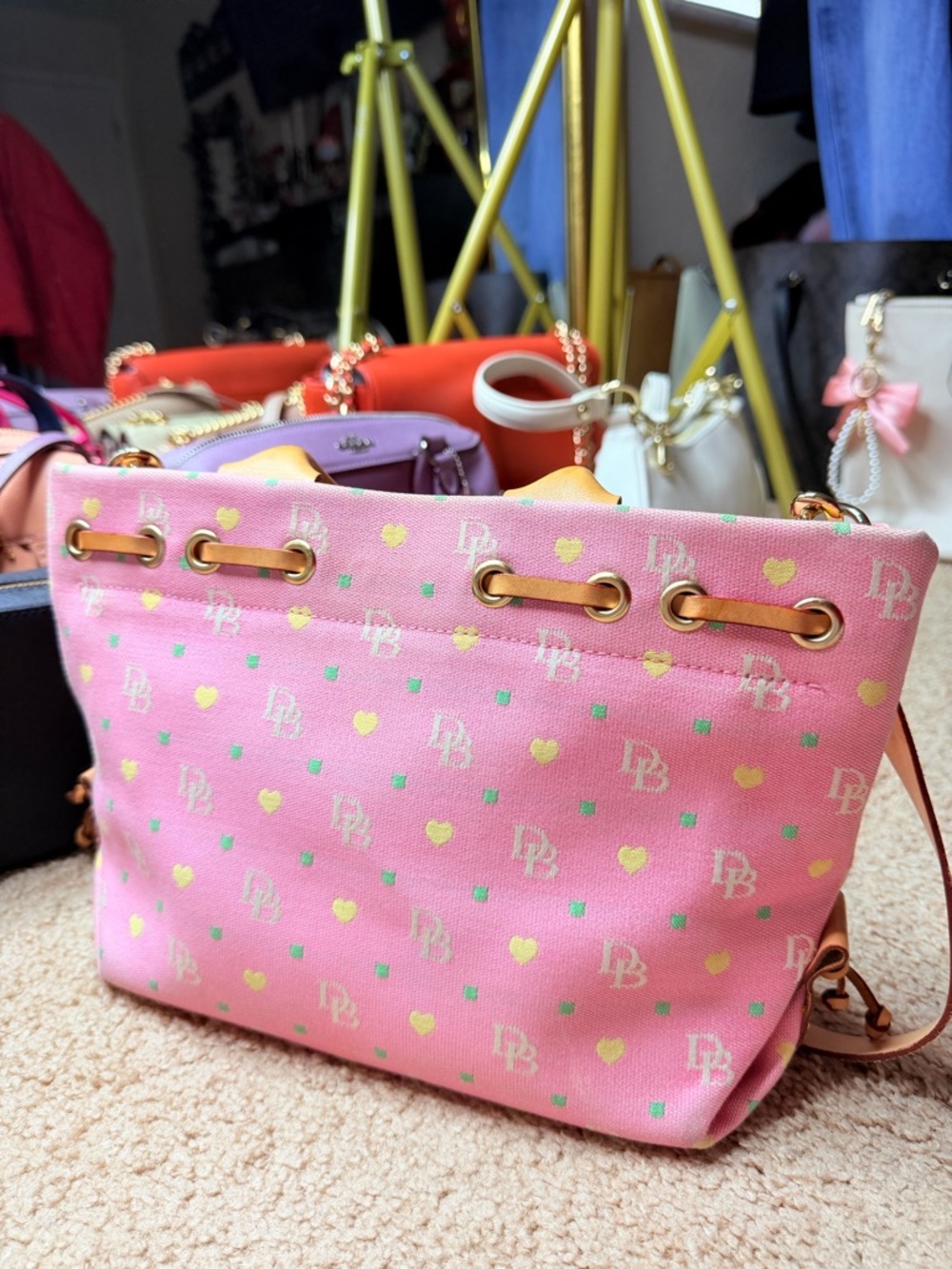 Dooney & Bourke Pink Satchel with Tan Details - Picture 3 of 16